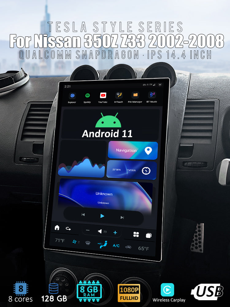 13.6“ Tesla Android System Car Radio Multimedia GPS Navigation For Nissan 350Z 2002-2008+ Stereo Audio Carplay