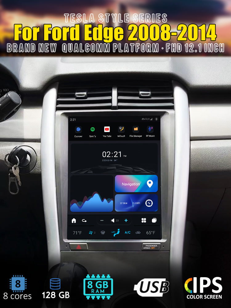 12.1" Android Car GPS Video Player Tesla Screen Car DVD Player For Ford Edge 2008-2014 Car Radio Android Stereo