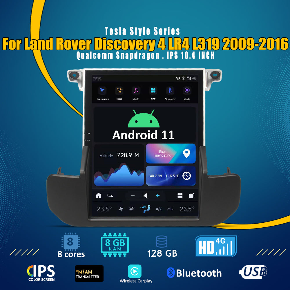 Tesla Android 11 10.4″ Car Radio GPS Navigation For Land Rover Discovery 4 LR4 L319 2009-2016 Car Multimedia Stereo Player Car Video