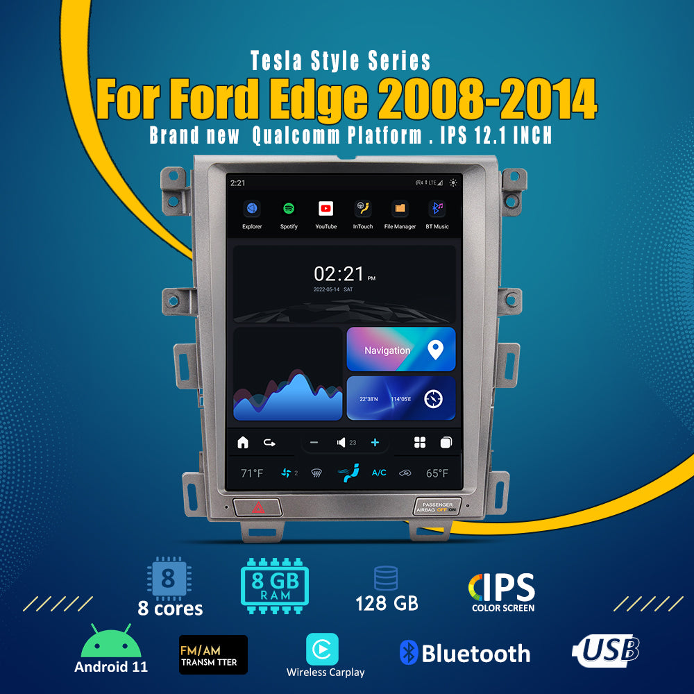 12.1" Android Car GPS Video Player Tesla Screen Car DVD Player For Ford Edge 2008-2014 Car Radio Android Stereo