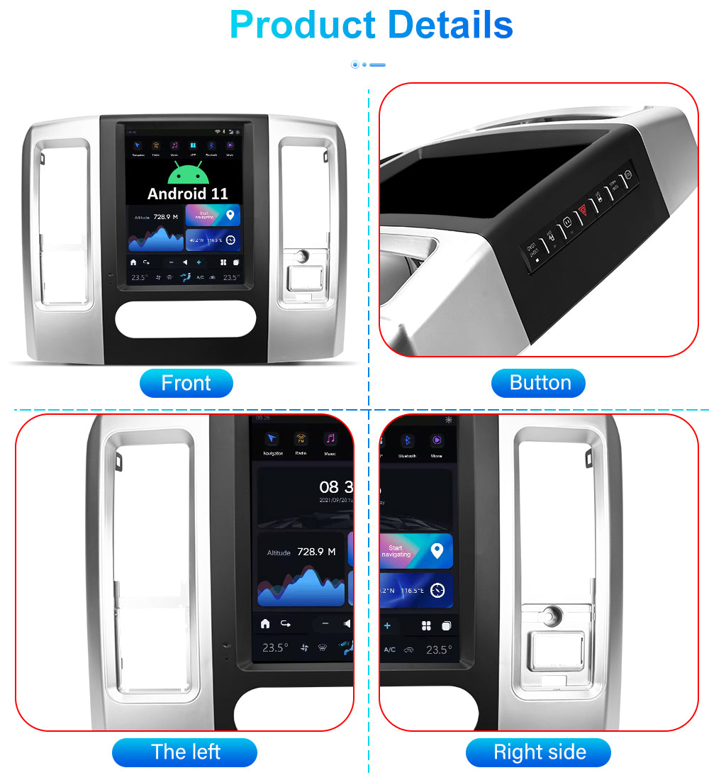 Tesla Android 11 10.4″ Car Radio GPS Navigation For Dodge Ram 2009-2012 Car Multimedia Stereo Player Car Video