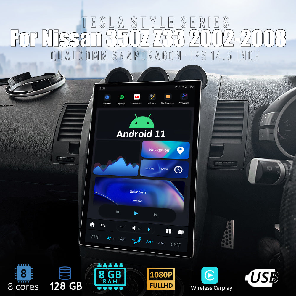 13.6“ Tesla Android System Car Radio Multimedia GPS Navigation For Nissan 350Z 2002-2008+ Stereo Audio Carplay