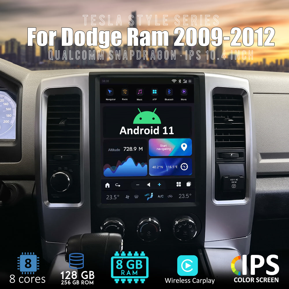 Tesla Android 11 10.4″ Car Radio GPS Navigation For Dodge Ram 2009-2012 Car Multimedia Stereo Player Car Video