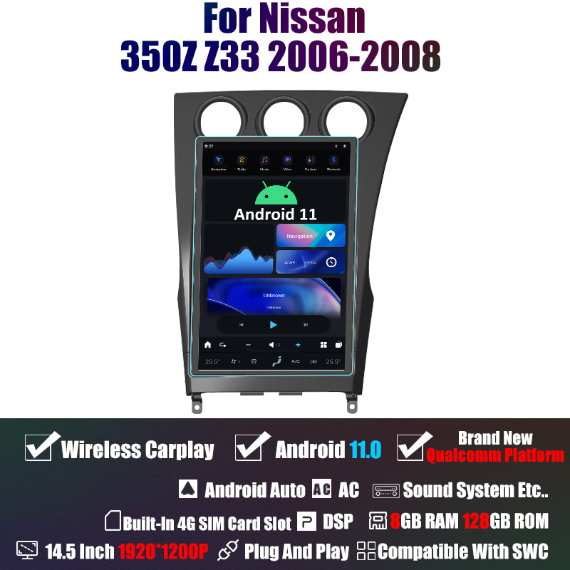 13.6“ Tesla Android System Car Radio Multimedia GPS Navigation For Nissan 350Z 2002-2008+ Stereo Audio Carplay