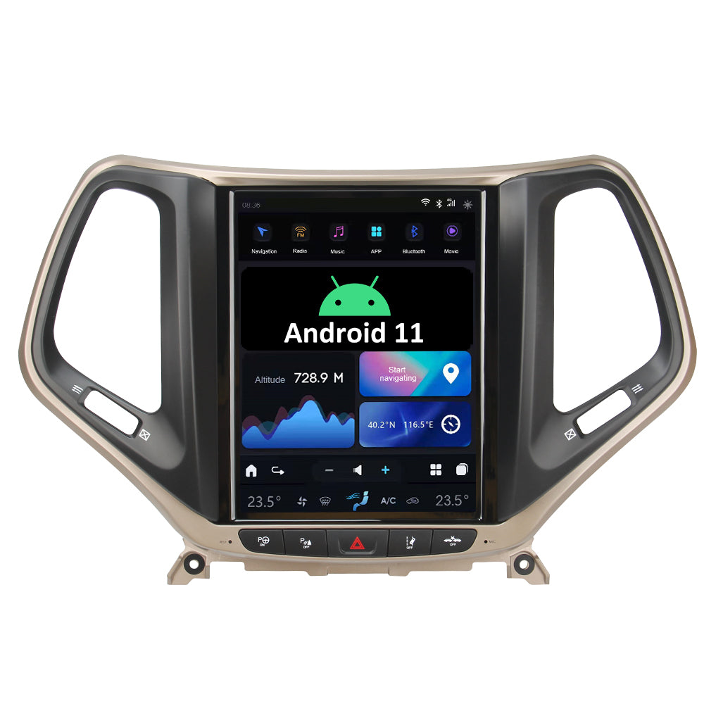 Tesla Style Android 11 10.4" Car GPS Navigation For Jeep Cherokee 2016-2020 head unit radio multimedia player Android Auto HD