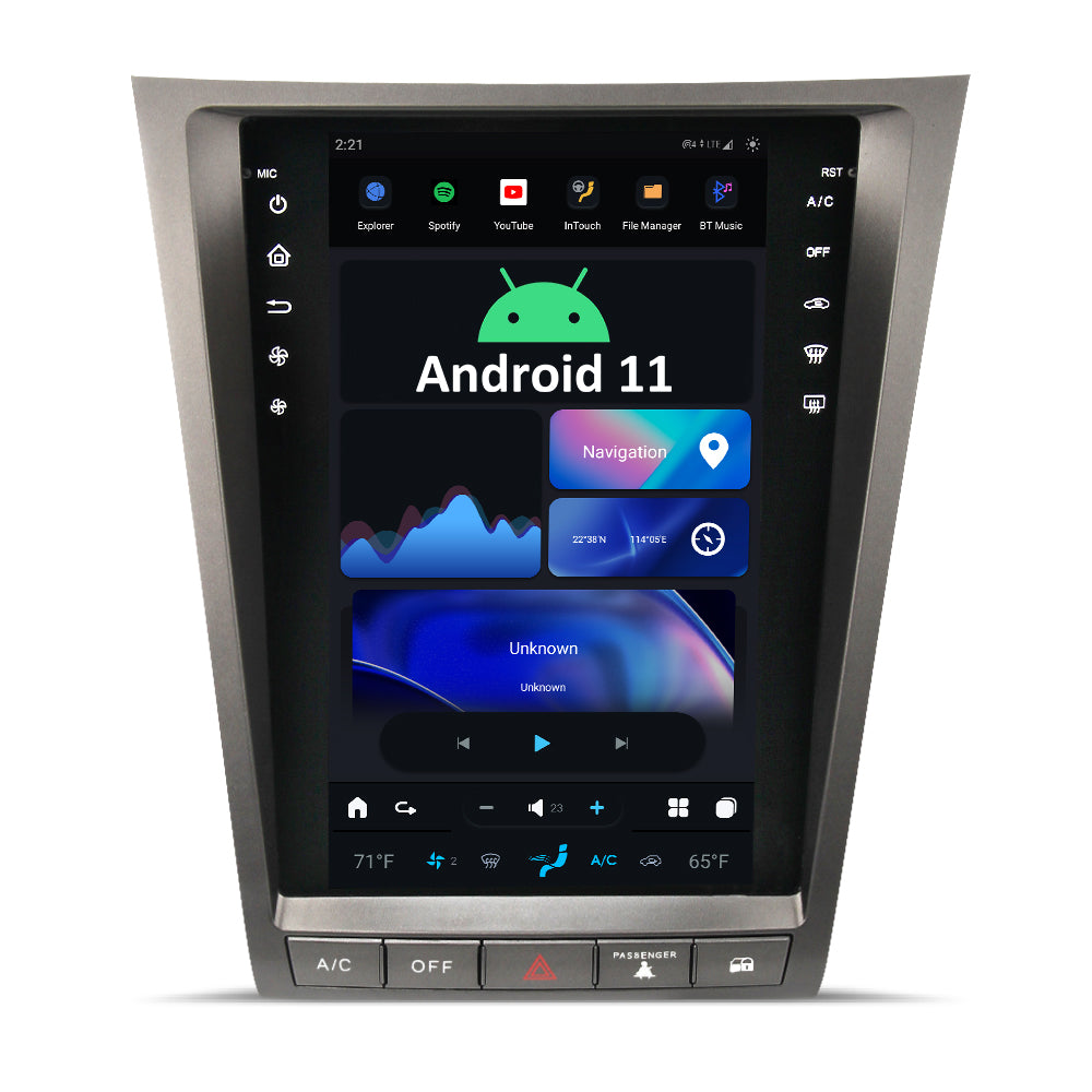 Tesla Style 11,8" Android 11 Navigation GPS de voiture pour Lexus GS GS200 GS300 GS350 GS450 GS460 2004-2011 Unité principale Lecteur multimédia Magnétophone