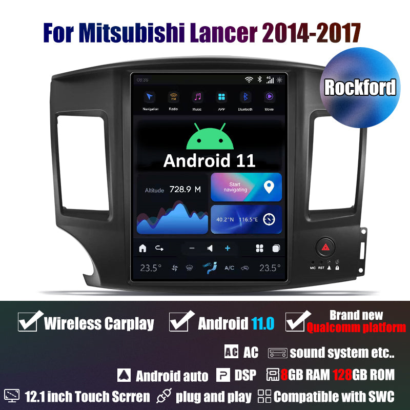 Tesla Android 11 12.1 ″ autoradio GPS Navigation pour Mitsubishi Lancer 2007-2017 voiture multimédia lecteur stéréo voiture vidéo