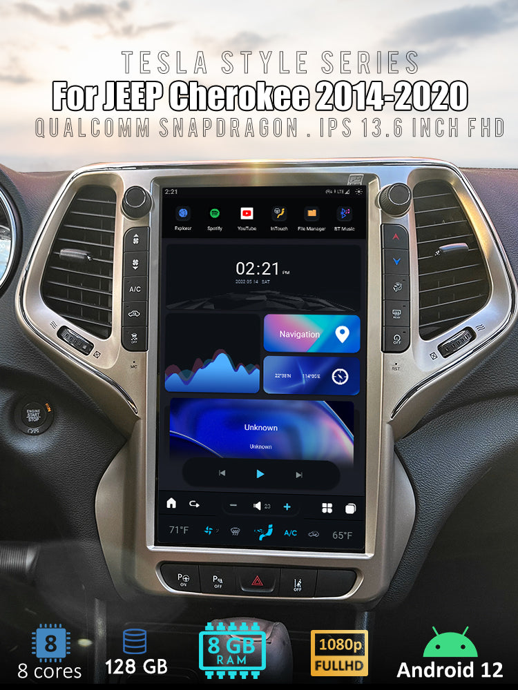 Tesla Android 12 13.6″ autoradio GPS Navigation pour JEEP Cherokee 2014-2020 voiture multimédia lecteur stéréo voiture vidéo