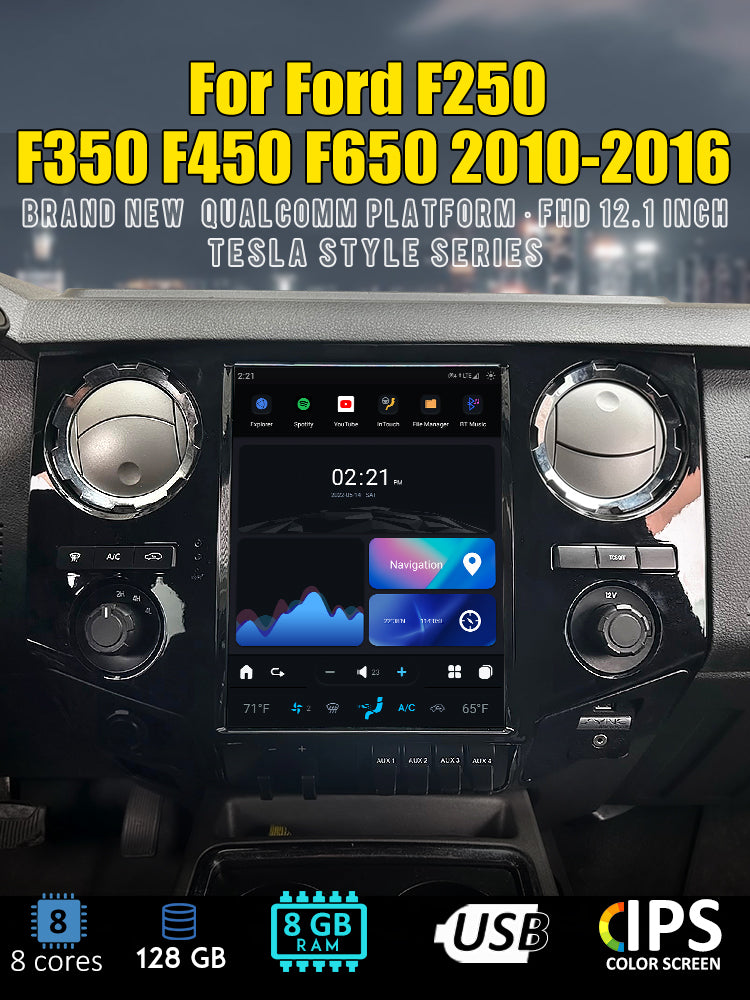 Tesla Android 11 12.1″ Car Radio GPS Navigation For Ford F250 F350 F450 F650 2010-2016 Car Multimedia Stereo Player Car Video