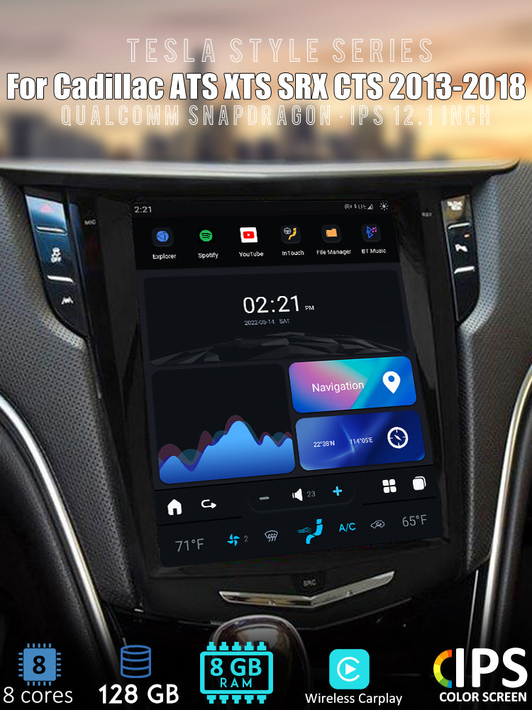 Tesla Android 11 14.4 "autoradio GPS Navigation pour Cadillac ATS XTS SRX CTS 2013-2018 lecteur stéréo multimédia de voiture vidéo de voiture