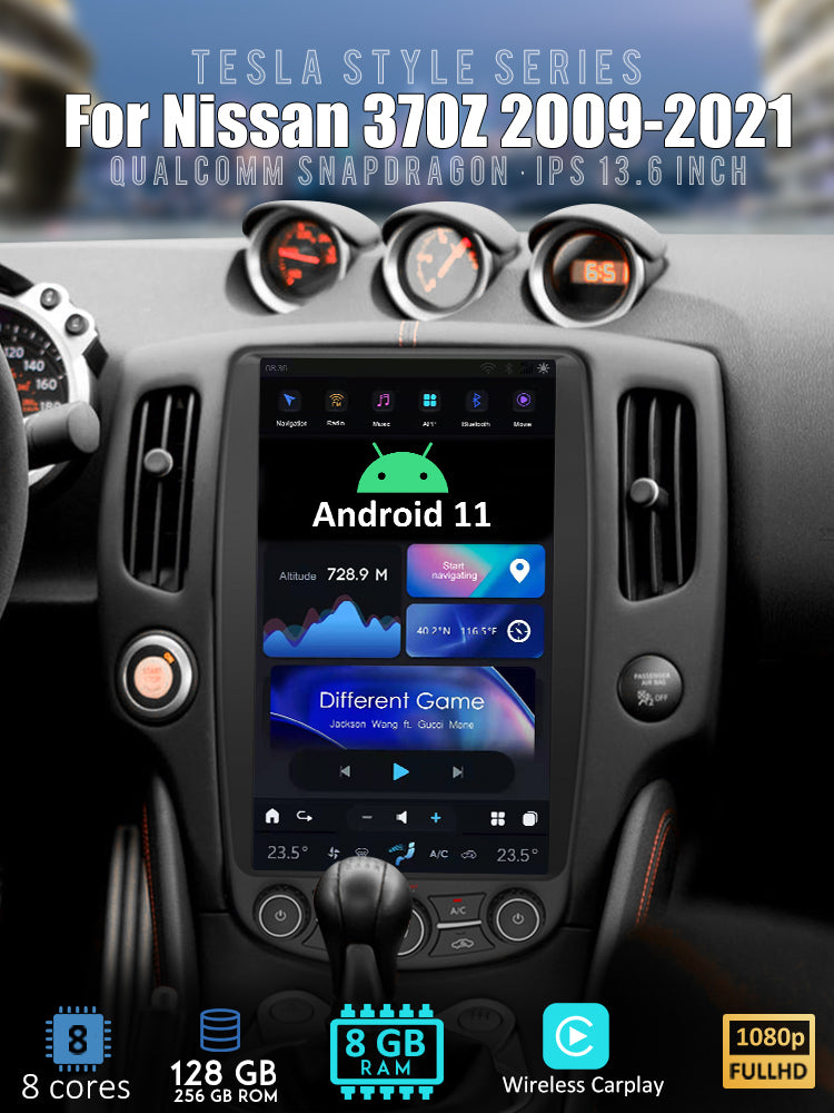 Autoradio multimédia avec système Android Tesla, 13.6 pouces, Navigation GPS, Carplay, Audio stéréo, pour Nissan 370Z 2009 – 2021