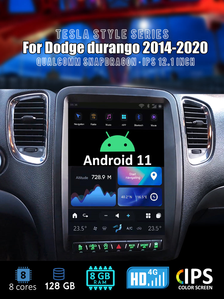 Tesla style Android 11 12.1" Car Radio GPS Navigation For Dodge Durango 2014-2020 Car Multimedia Stereo Player Car Video 2 Din Headunit