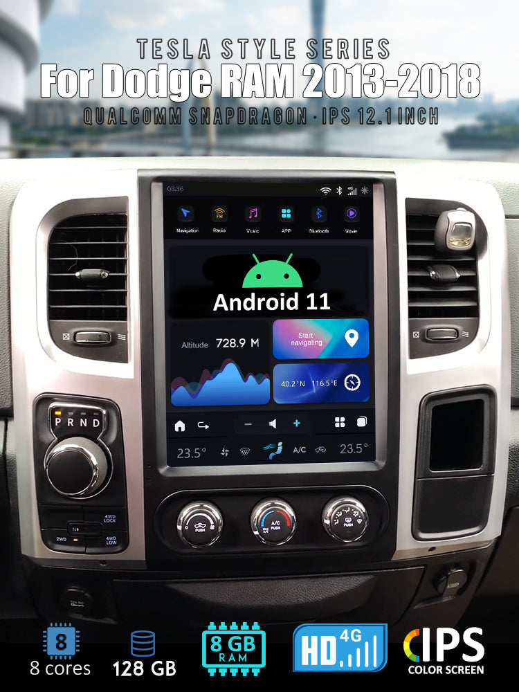 Tesla Android 11 12.1 ″ autoradio GPS Navigation pour Dodge Ram 2013-2018 voiture multimédia lecteur stéréo voiture vidéo