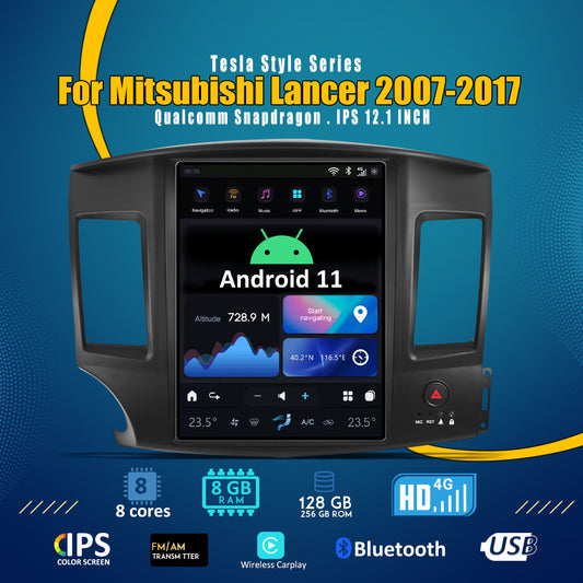 Tesla Android 11 12.1 ″ autoradio GPS Navigation pour Mitsubishi Lancer 2007-2017 voiture multimédia lecteur stéréo voiture vidéo