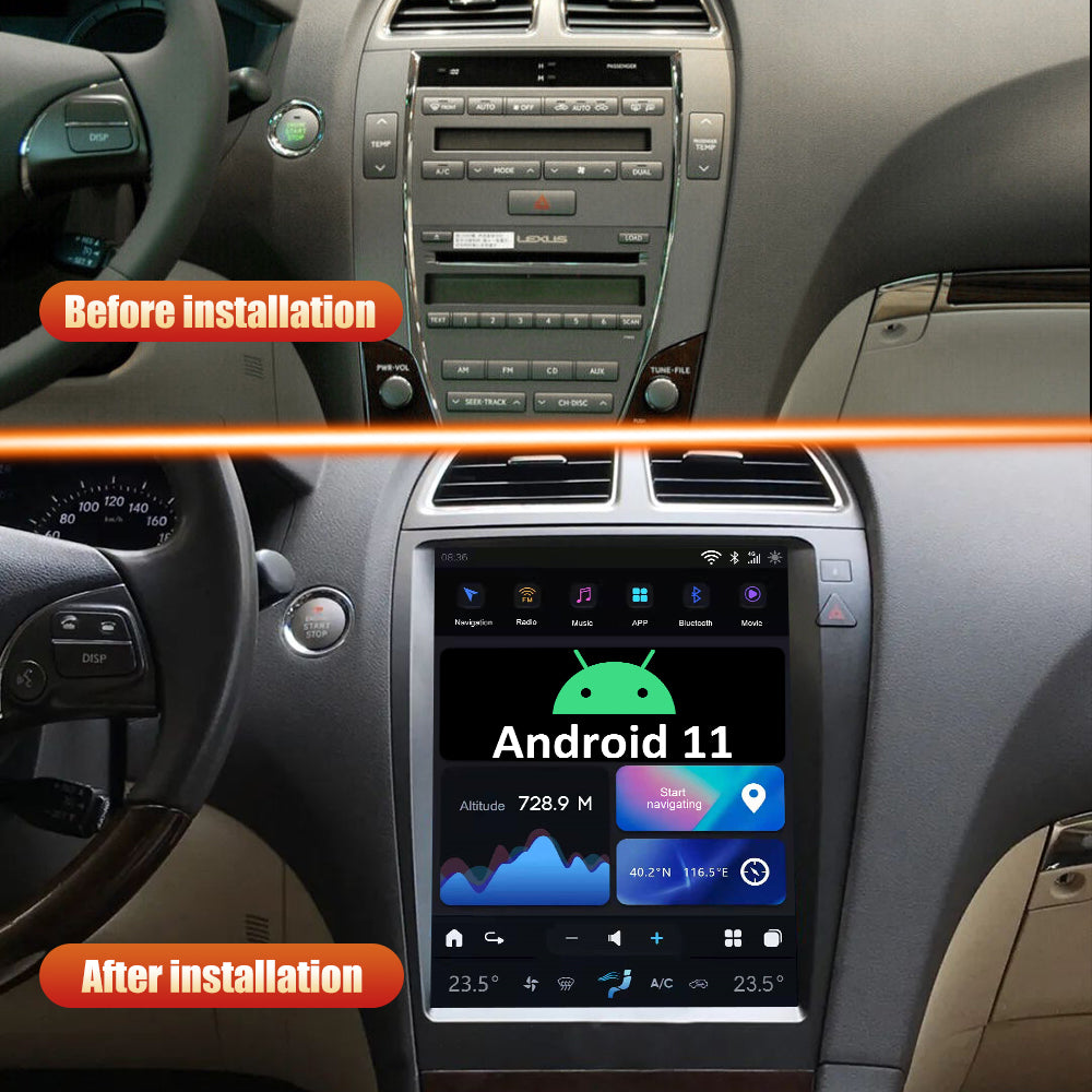 Tesla Style Android 11 12.1 "Navigation GPS de voiture pour Lexus ES ES240 ES350 2006-2012 unité principale lecteur multimédia automatique magnétophone radio