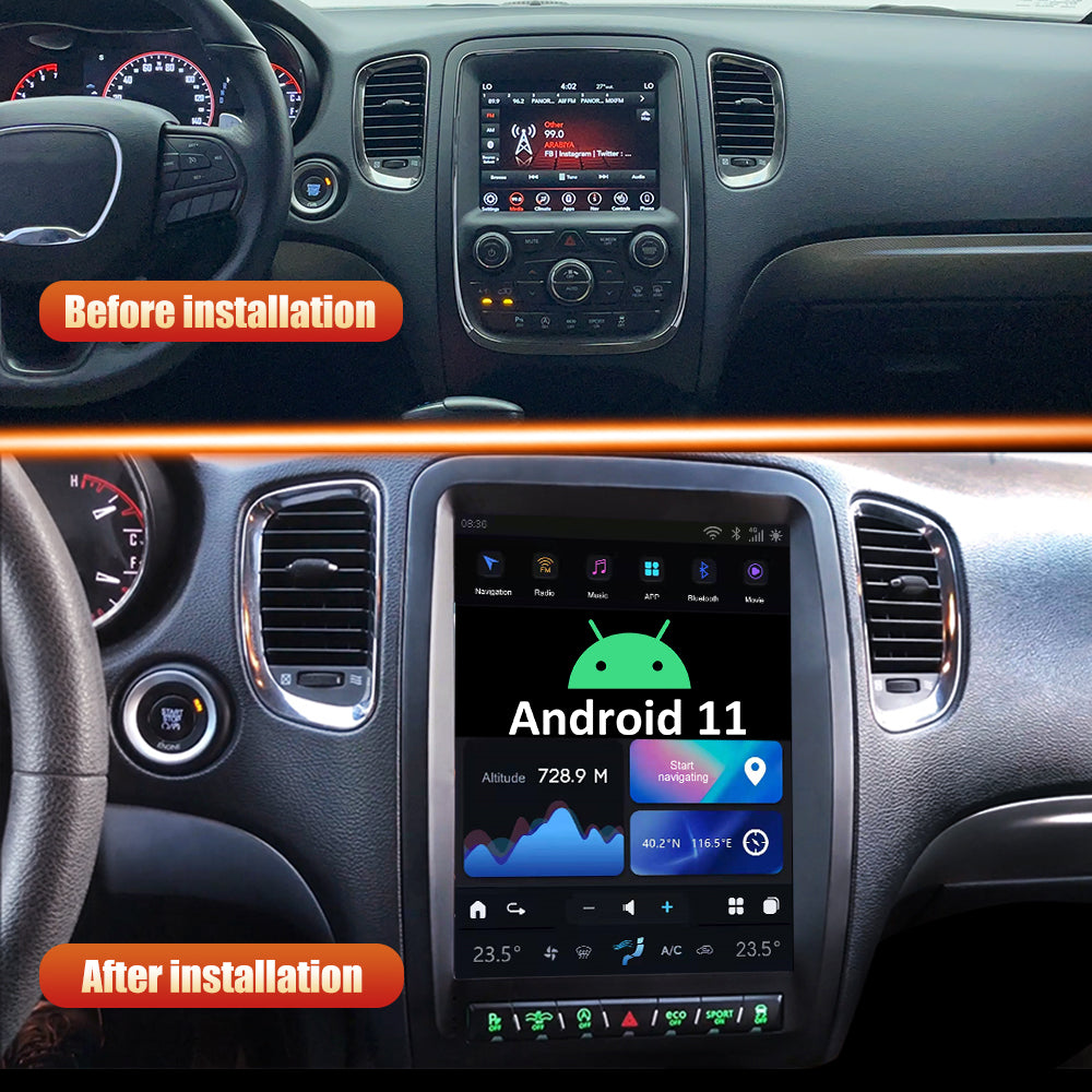 Tesla style Android 11 12.1" Car Radio GPS Navigation For Dodge Durango 2014-2020 Car Multimedia Stereo Player Car Video 2 Din Headunit