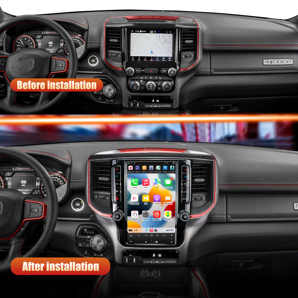 Tesla Android 11 12″ autoradio GPS Navigation pour Dodge RAM 1500/2500/3500/4500 2019-2021 lecteur stéréo multimédia de voiture vidéo de voiture