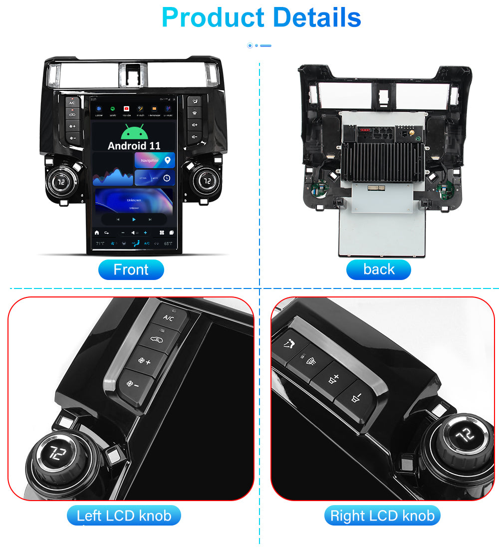 Unité principale de style Tesla 13,6 pouces FHD système Android autoradio multimédia navigation GPS pour Toyota 4Runner 2009-2018 audio stéréo sans fil Carplay TRD