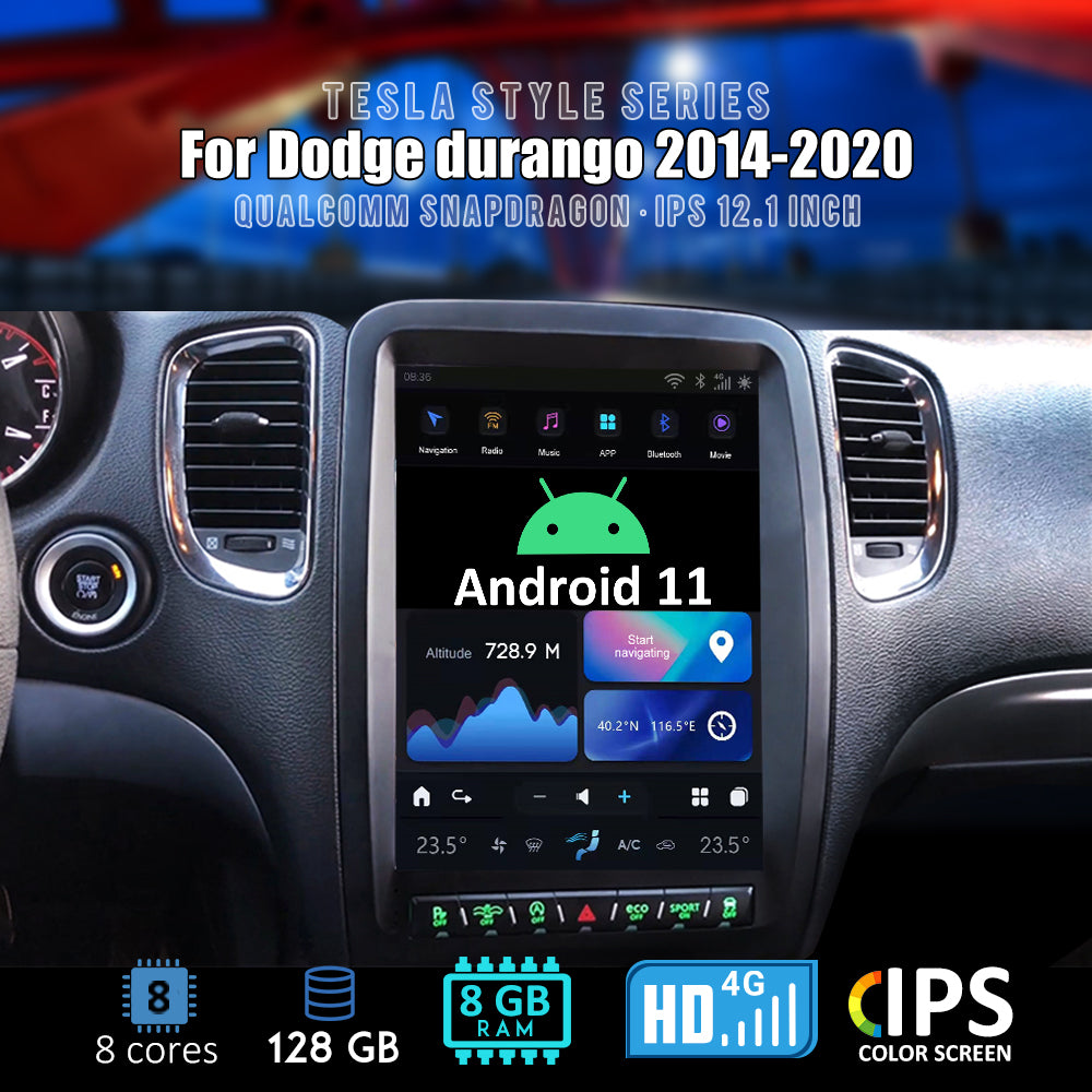 Tesla style Android 11 12.1 "autoradio GPS Navigation pour Dodge Durango 2014-2020 voiture multimédia lecteur stéréo voiture vidéo 2 Din Headunit