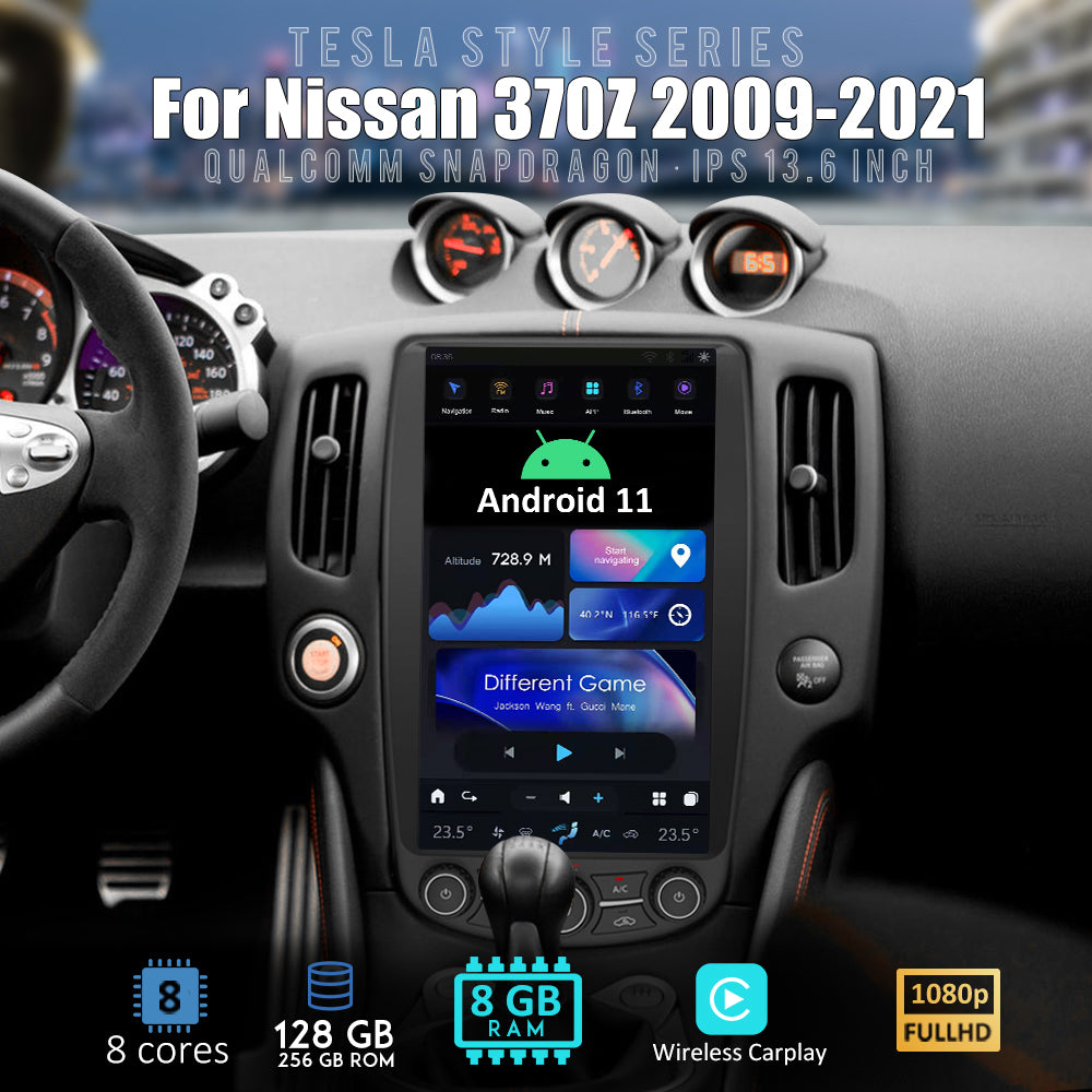 Autoradio multimédia avec système Android Tesla, 13.6 pouces, Navigation GPS, Carplay, Audio stéréo, pour Nissan 370Z 2009 – 2021