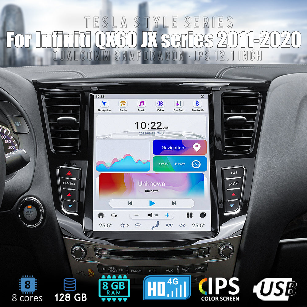 Tesla Android 11 12.1″ autoradio GPS Navigation pour Infiniti QX60 JX série 2011-2020 voiture multimédia lecteur stéréo voiture vidéo