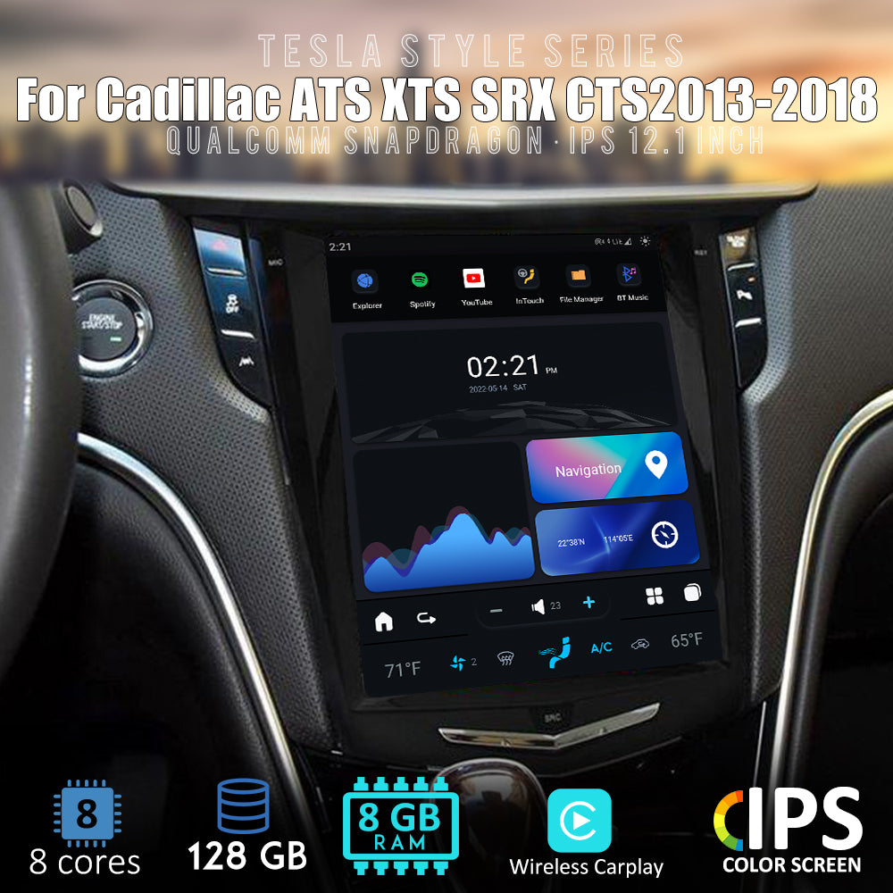 Tesla Android 11 14.4 "autoradio GPS Navigation pour Cadillac ATS XTS SRX CTS 2013-2018 lecteur stéréo multimédia de voiture vidéo de voiture