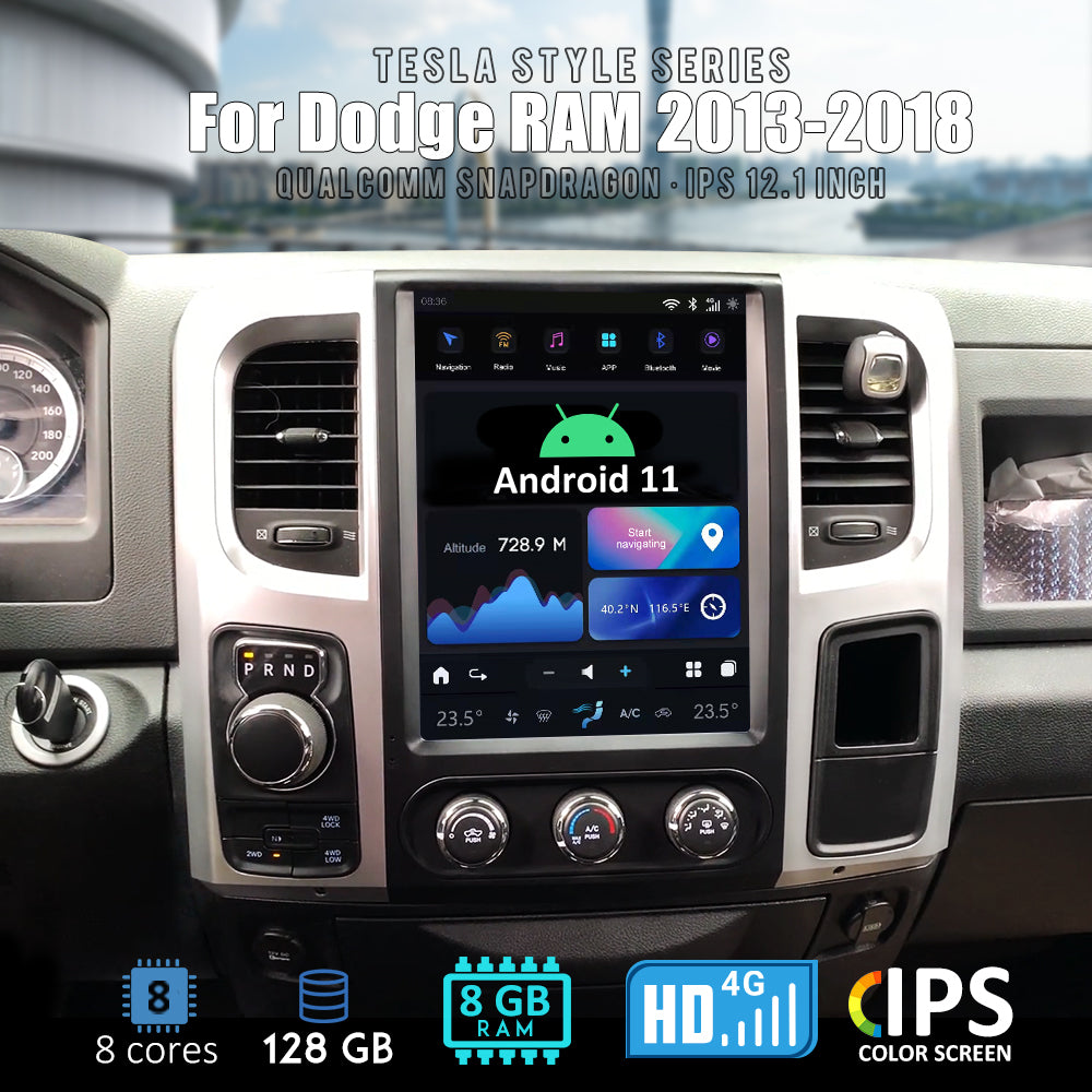 Tesla Android 11 12.1 ″ autoradio GPS Navigation pour Dodge Ram 2013-2018 voiture multimédia lecteur stéréo voiture vidéo