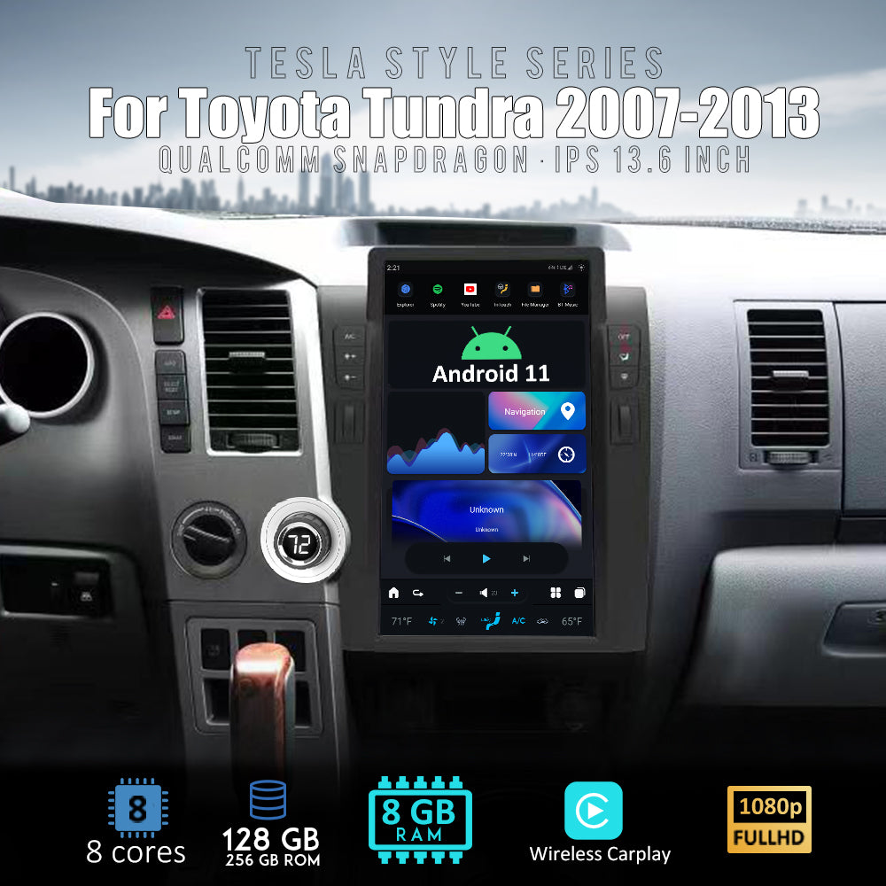 Tesla Android 11 13.6 "autoradio GPS Navigation pour Toyota Tundra Sequoia 2007-2013 voiture multimédia lecteur stéréo voiture vidéo