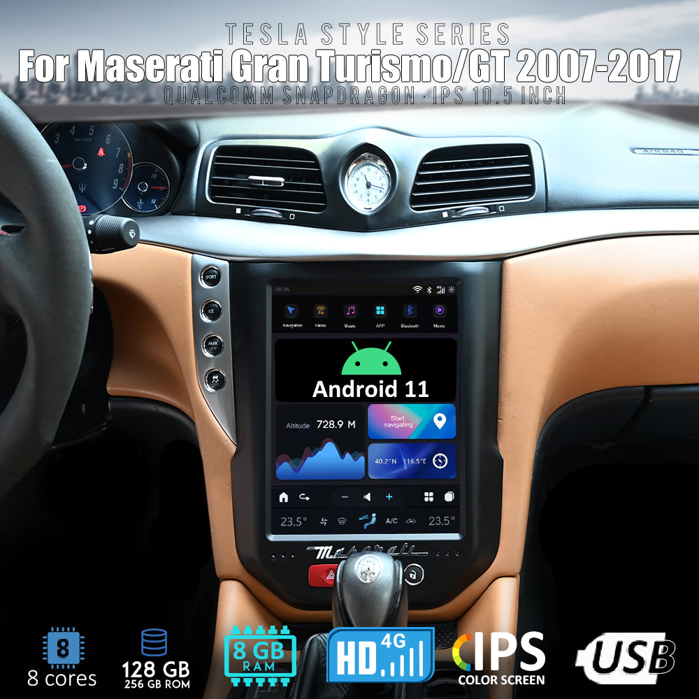 Tesla Android 11 10.5″ autoradio GPS Navigation pour Maserati Gran Turismo/GT 2007-2017 voiture multimédia lecteur stéréo voiture vidéo