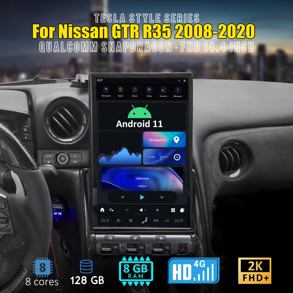 Tesla Style 14.4 "Android 11 GPS Navigation lecteur DVD unité principale pour Nissan GTR R35 2008-2020 autoradio stéréo