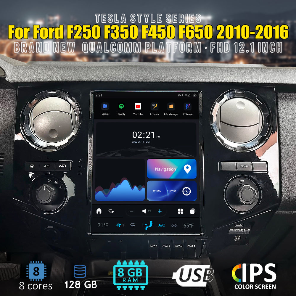 Tesla Android 11 12.1″ Car Radio GPS Navigation For Ford F250 F350 F450 F650 2010-2016 Car Multimedia Stereo Player Car Video