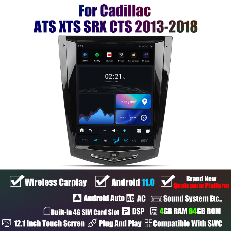 Tesla Android 11 14.4 "autoradio GPS Navigation pour Cadillac ATS XTS SRX CTS 2013-2018 lecteur stéréo multimédia de voiture vidéo de voiture