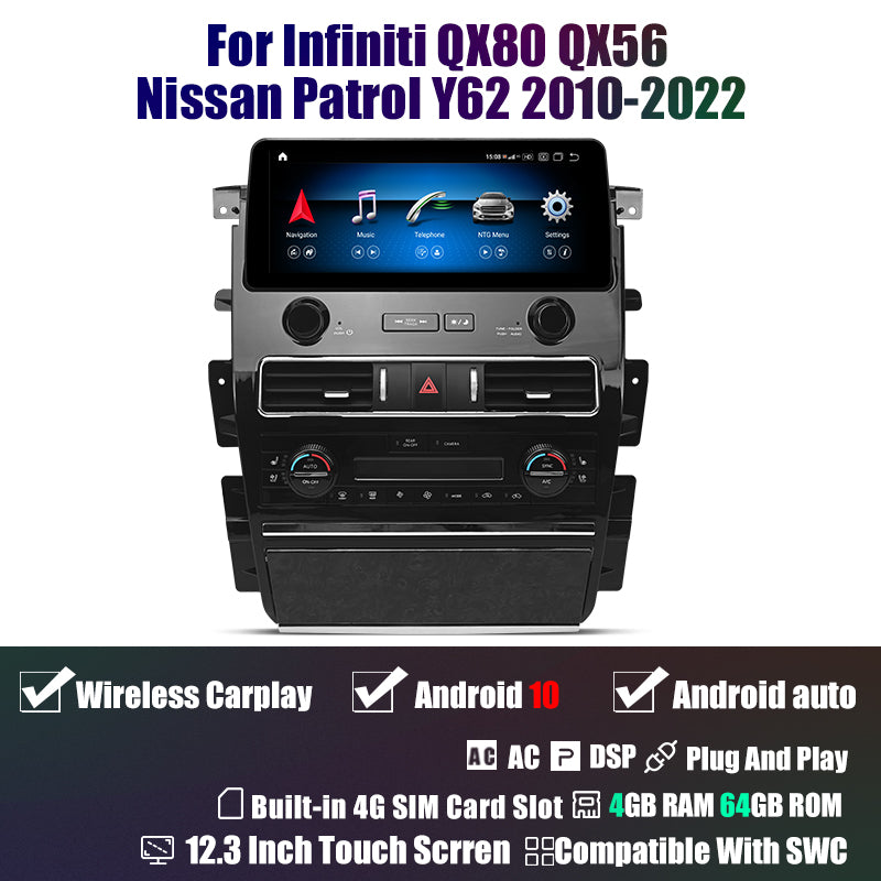 12.3″ Car Radio GPS Navigation For Infiniti QX80 QX56 Nissan Armada Patrol Y62 2010-2022 Car Multimedia Stereo Player Car Video