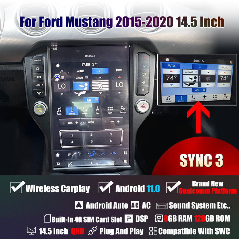 Tesla Android 11 14.5″ autoradio GPS Navigation pour Ford Mustang 2015-2020 voiture multimédia lecteur stéréo voiture vidéo