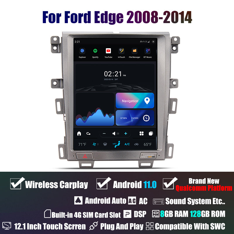 12.1" Android Car GPS Video Player Tesla Screen Car DVD Player For Ford Edge 2008-2014 Car Radio Android Stereo