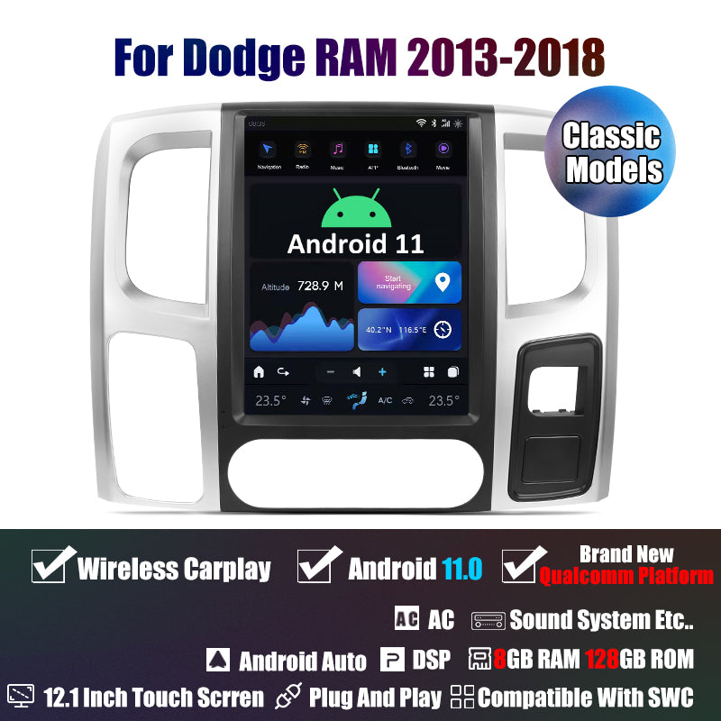 Tesla Android 11 12.1 ″ autoradio GPS Navigation pour Dodge Ram 2013-2018 voiture multimédia lecteur stéréo voiture vidéo