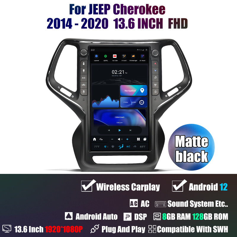 Tesla Android 12 13.6″ autoradio GPS Navigation pour JEEP Cherokee 2014-2020 voiture multimédia lecteur stéréo voiture vidéo